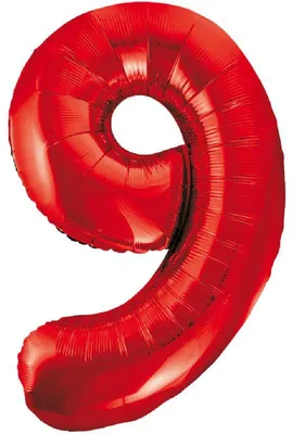 Produktbild von XXL Folien Ballon Rot Zahl 9 Zahl 100 cm
