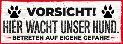 Produktbild von vianmo Holzschild 10x27 cm Vorsicht! Hier wacht uner Hund! Warnschild Hinweisschild