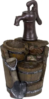 Produktbild von Springbrunnen Dekobrunnen Gartenbrunnen in Holz-/Stein-Optik Kaskade