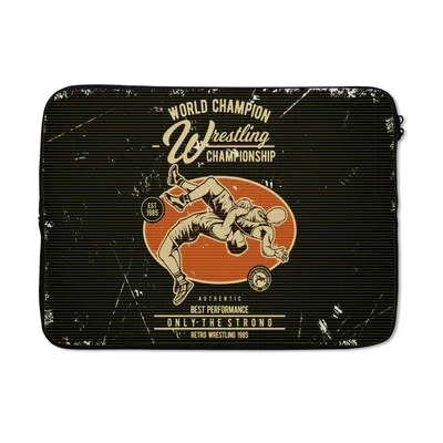 Produktbild von MuchoWow® Laptop Hülle 14 ZollJahrgang - Ringen - Sport Laptoptasche - Laptoptasche - Stoßsicher - Schutzhaube