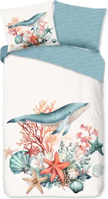 Productafbeelding van Good Morning Dekbedovertrek "maritiem/ zee thema" - Wit - (140x200/220 cm) - Katoen