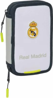 Obrázek produktu pro Dětský penál Safta Real Madrid 25/26 s 29 užitečnými předměty, ideální pro děti od 5 do 14 let, 12,5 x 4 x 19,5 cm, bílý