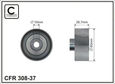 Produktbild von CAFFARO 308-37 Umlenkrolle Keilrippenriemen 60mm für FORD TRANSIT CONNECT (P65, P70, P80) Tourneo Connect Mk1 für HYUNDAI COUPE (GK)