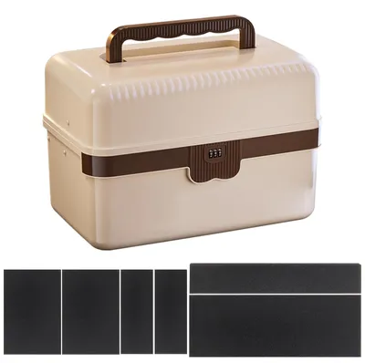 Image de Omgoods - Boîte de rangement à 3 niveaux, verrouillable, pour médicaments