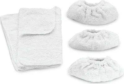 Produktbild von Kärcher Frottee-Tuchset (für Bodendüse Classic und Comfort, Tuchset, hochwertige Baumwolle, 2 Bodentücher, 3 Überzüge für die Handdüse)
