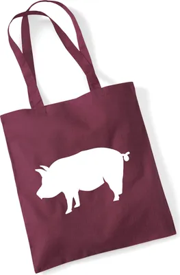 Produktbild von Huuraa Jutebeutel Schwein Silhouette 10 Liter Burgundy Baumwolle Tasche Geschenkidee