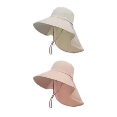 Produktbild von 2 Stück Sonnenhut Damen, Sommerhut UV Schutz, breite Krempe Wanderhut, Fischerhut,Outdoor Beige + Rosa