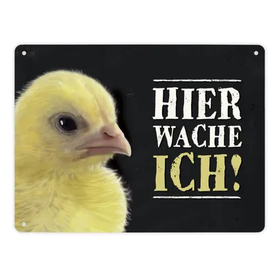 Produktbild von Hier wache ich! Metallschild XL mit Küken Motiv Schild Blechschild