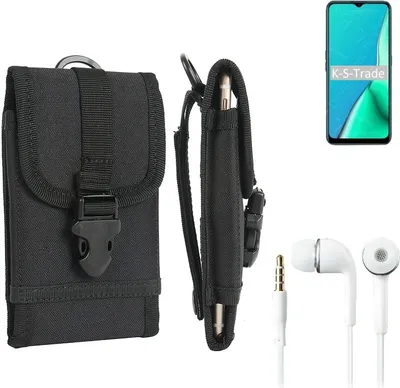Produktbild von K-S-Trade Holster Schutz Hülle kompatibel mit Oppo A9 2020 Gürteltasche Handy Hülle Tasche outdoor Seitentasche schwarz 1x + Kopfhörer