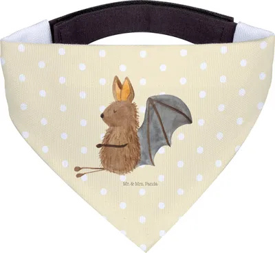 Produktbild von Mr. & Mrs. Panda Hund Halstuch Fledermaus Sitzen - Gelb Pastell - Geschenk, Fledermäuse, Hundehalstuch, Entspannen, Lustige Sprüche, Tuch, Hunde, Motivation
