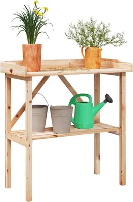 Produktbild von Schlichtes Pflanztisch mit Ablage 78x38x82,5 cm Massivholz Tanne DE8650