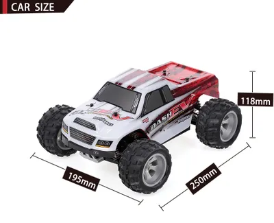 Immagine prodotto di WLtoys A979-B, auto RC 1:18, 4WD, 70 km/h, alta velocità, cingolato elettrico, RTR, colore rosso, batteria integrata