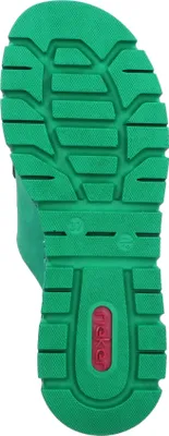 Produktbild von Rieker Damen Pantolette Kette Plateau Keilabsatz V1088, Größe:39 EU, Farbe:Grün