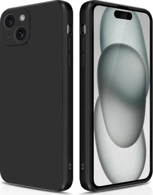 Produktbild von Silikon Hülle für iPhone 15 Plus Flüssigsilikon Dünn Gel Gummi Matt Kratzfeste Schutzhülle Schwarz