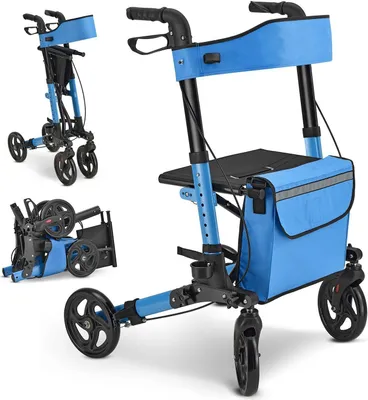 Produktbild von Juskys Rollator Vital faltbar, leicht, höhenverstellbar - Sitz, Tasche - Petrol