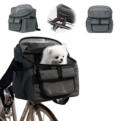 Produktbild von Hunde-Fahrradkorb - Atmungsaktiv und Abnehmbar - Ideal für Fahrradtouren - Grau