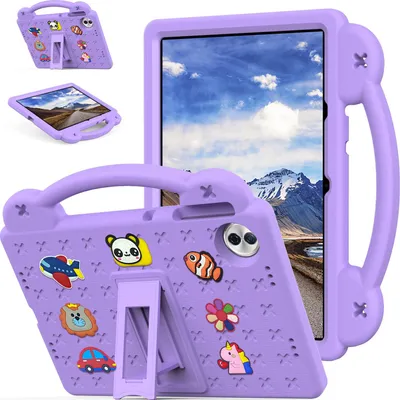 Image de Etui de protection pour Honor Pad 10 12.1 2025, étui bébé mignon, antichoc avec poignée et support Violet