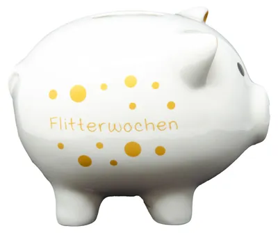 Produktbild von Charmantes Sparschwein aus Dolomit mit Flitterwochen Aufdruck