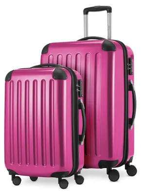 Image de Alex - Lot de 2 bagages à main + valise moyenne, set de valises de réserve Trolleys coque dure polycarbonate brillant,Magenta