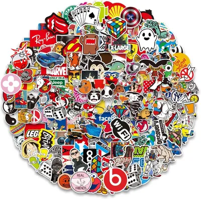 Produktbild von 150 Stück Fashion Aufkleber, Vinyl Graffiti Aufkleber, 5,1-11,7 cm, für Laptop, Skateboard, Gitarre, Auto