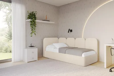 Produktbild von ALTDECOR Jugendbett mit Bettkasten VELY - 100x200 - Beige - Poso 105 - Bett mit Matratze - Rechts angeordnet - Einzelbett mit Stauraum - Polsterbett Kinderbett