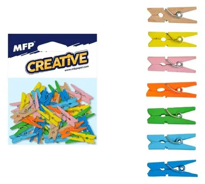 Obrázek produktu pro Klamerki drewniane dekoracyjne 2,5 cm kolorowe