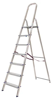 Produktbild von Haushaltsleiter Alu mit Sicherheitsbügel Mod. KH - Stufenanzahl: 7, Plattformhöhe: 1,45 m