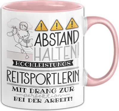 Produktbild von Reitsportlerin Tasse Geschenk Lustig Abstand Halten Hochleistungs-Reitsportlerin Mit Drang Zur Perfektion Bei Der Arbeit (Rosa)