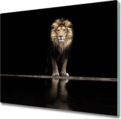 Produktbild von Glas Herdabdeckplatte 60x52 cm Spritzschutz Glasabdeckplatte Schneidebrett Porträt eines Löwen