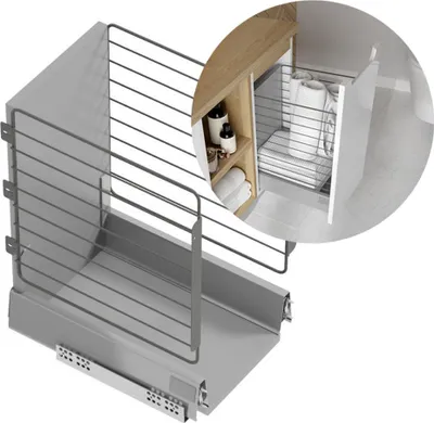 Produktbild von Wäschekorb für Badezimmer Schrank SOFIA-107 in grau, B/H/T: ca. 23/41,5/33 cm