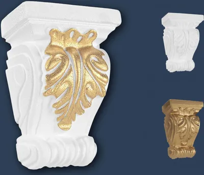 Produktbild von MARBET DESIGN Stuckkonsolen Styropor weiß & gold - Barocke Wandkonsolen Stuck Dekorbau Akanthus Wanddekoration - Antike Raumakzente Konsole Ornament Gesimse Wandelement (K-02 gold)