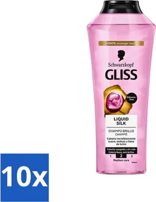 Produktbild von Gliss-Kur Shampoo - Flüssige Seide - Seidige Haarpflege - 400 ml - Vorteilspack - 10 Stücke