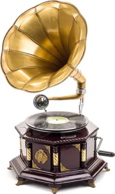 Produktbild von Grammophon 70cm Trichtergrammophon Schellackplatte Grammofon antik Stil verziert