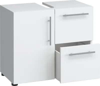 Produktbild von VCM Holz Waschbeckenunterschrank | Badschrank | Maße: H. 51 x B. 61 x T. 32 cm | 1 Drehtür | 2 große Schubladen | modernes Badezimmermöbel - Flandu