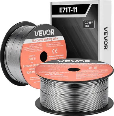 Obrázek produktu pro VEVOR plněný drát 0,9 mm, svařovací drát MIG E71T-11, 0,45 kg, bezplynová cívka s nízkým rozstřikem pro všechny svařovací polohy, samočinná ochrana pro venkovní použití (2 cívky)