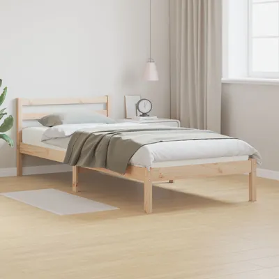 Produktbild von Bettgestell mit Kopfteil 100x220 cm Massivholz Kiefer, Klassische Betten DesignMöbel Neu
