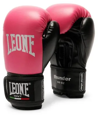 Zdjęcie produktu dla Rękawice bokserskie dziecięce THUNDER fuksja Leone1947 – Styl i moc dla młodych zawodniczek rozmiar 6oz