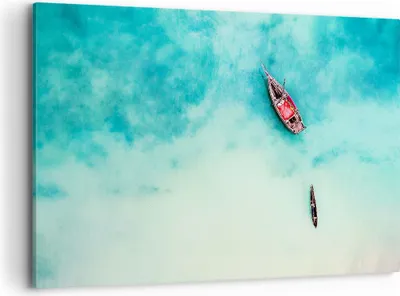 Produktbild von Bild auf Leinwand - Leinwandbild - Insel Boot Schiff Ozean - 120x80cm - Wand Bild - Wanddeko - Leinwanddruck - Bilder - Kunstdruck - Wanddekoration - Leinwand bilder - Wandkunst - AA120x80-2923
