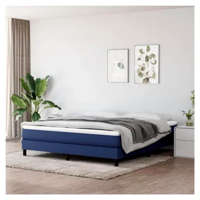 Produktbild von Boxspring-Bettrahmen Blau 203x180cm, passend für Matratzen 180x200cm, Stoff & Sperrholz
