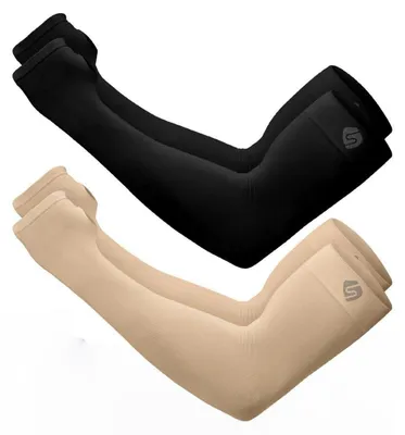 Productafbeelding van Armstukken met UV-bescherming, verkoelende compressie, sport, 2 paar, zwart + huidskleur
