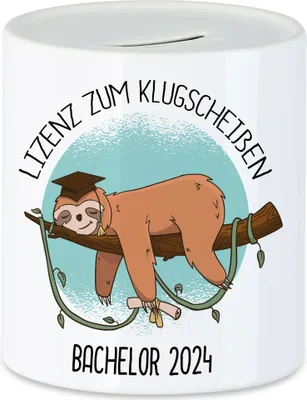 Produktbild von Bachelor 2024 Lizenz Zum Klugscheißen Spardose Bachelor-Abschluss Faultier Absolvent Geschenk