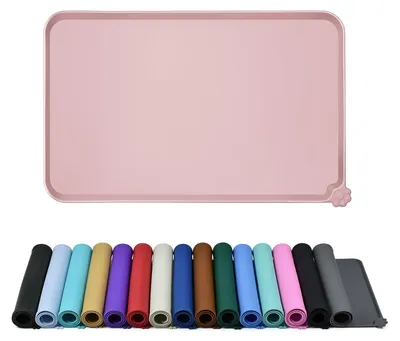 Imagen del producto de Alfombrilla de silicona para mascotas, impermeable, con bordes elevados, disponible en diferentes tamaños, para perros y gatos