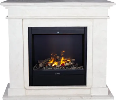 Image de Xaralyn cheminée à vapeur d'eau - Kos EAL-SWP - pierre naturelle blanche polie - 1500 Watt chauffage - avec télécommande - Opti-Myst cheminée électrique - cheminée encastrable incluse - cheminée décorative