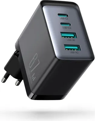 Obrázok produktu pre Joyroom adaptér, GaN, 67W, 2x USB, 2x USB-C, čierny (TCG02) + kábel USB-C na USB-C, 100W, 1,2m