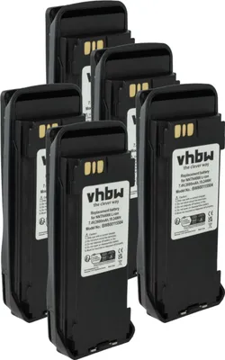 Produktbild von vhbw 5x Akku kompatibel mit Motorola MOTOTRBO DP3600, DR3000, DP3601, DP3401, DP3400 Funkgerät, Walkie Talkie (2600 mAh, 7,4 V, Li-Ion) + Gürtelclip