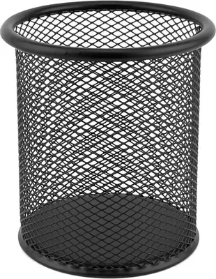 Produktbild von D.RECT Metall Stifteköcher | Stiftehalter rund aus Drahtmetall | Mesh Multifunktions Becher für Kugelschreiber Ø91 mm Schwarz