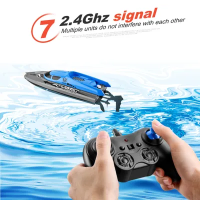 Obrázek produktu pro RC Boot Fernsteuerboot mit 30KM/h H?chstgeschwindigkeit, IPV7 wasserdicht, 2.4GHz 4-Kanal Rennboot fr Kinder und