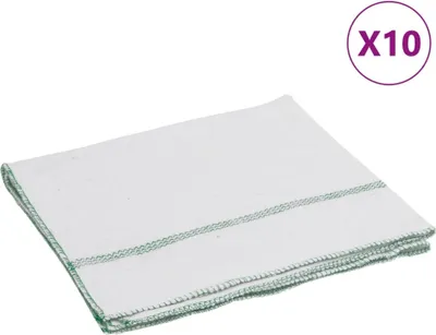 Zdjęcie produktu dla Ściereczki czyszczące, 10 szt., białe w zielone paski, 50x60 cm