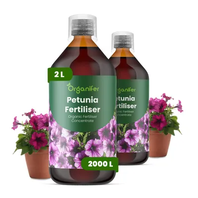 Zdjęcie produktu dla Petúnia Nawóz Płynny 2x1 L – 2-1-8 NPK – Do Petúnie – Podporuje Rovnomernú Tvorbu Kwiatów i Silne Rośliny – Organifer