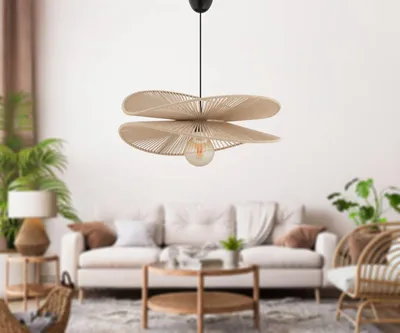 Produktbild von Opviq, Moderne Pendelleuchte Beige, Metallkörper, Höhenverstellbar, Ø48 cm